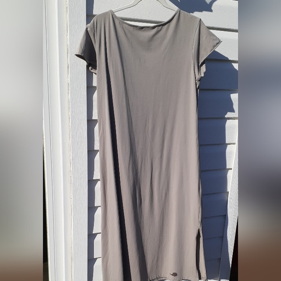 Whimsical Sz M, Dragonfly and Daffodils Taupe short sleeve midi dress - Picture 5 of 8